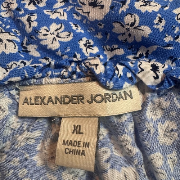 Alexander Jordan Blue Floral Long Sleeve Peasant Top size XL excellent condition - Picture 3 of 6